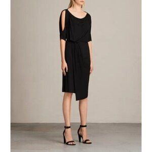 Allsaints Black Sina Midi Dress Women size XS